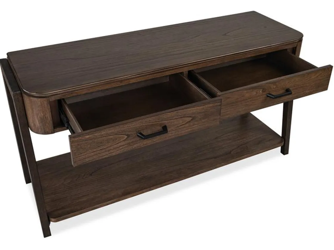 Mor Furniture Hallie Sofa Table In Milk Chocolate/Dark Chocolate
