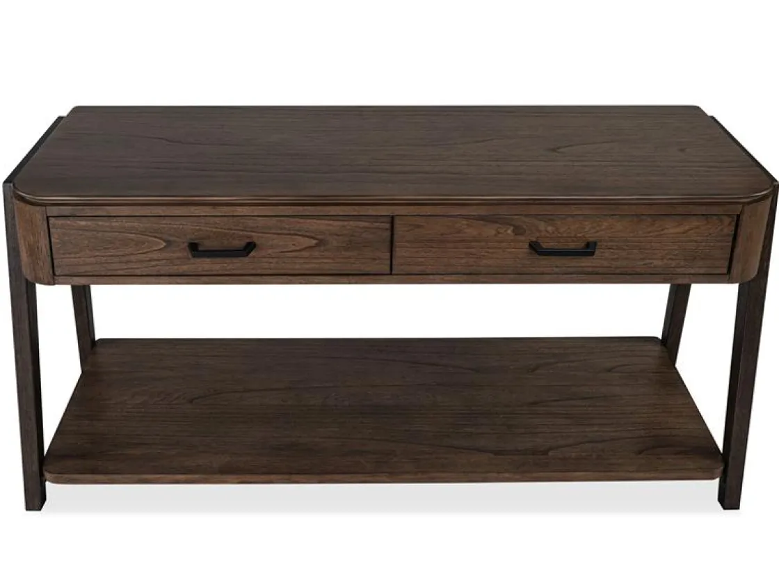 Mor Furniture Hallie Sofa Table In Milk Chocolate/Dark Chocolate