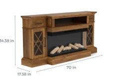 Mor Furniture Harbor Console W/ Fireplace Insert In Brown, 70 Inch