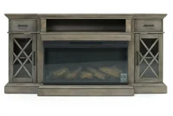 Mor Furniture Harbor Console W/ Fireplace Insert In Brown, 70 Inch