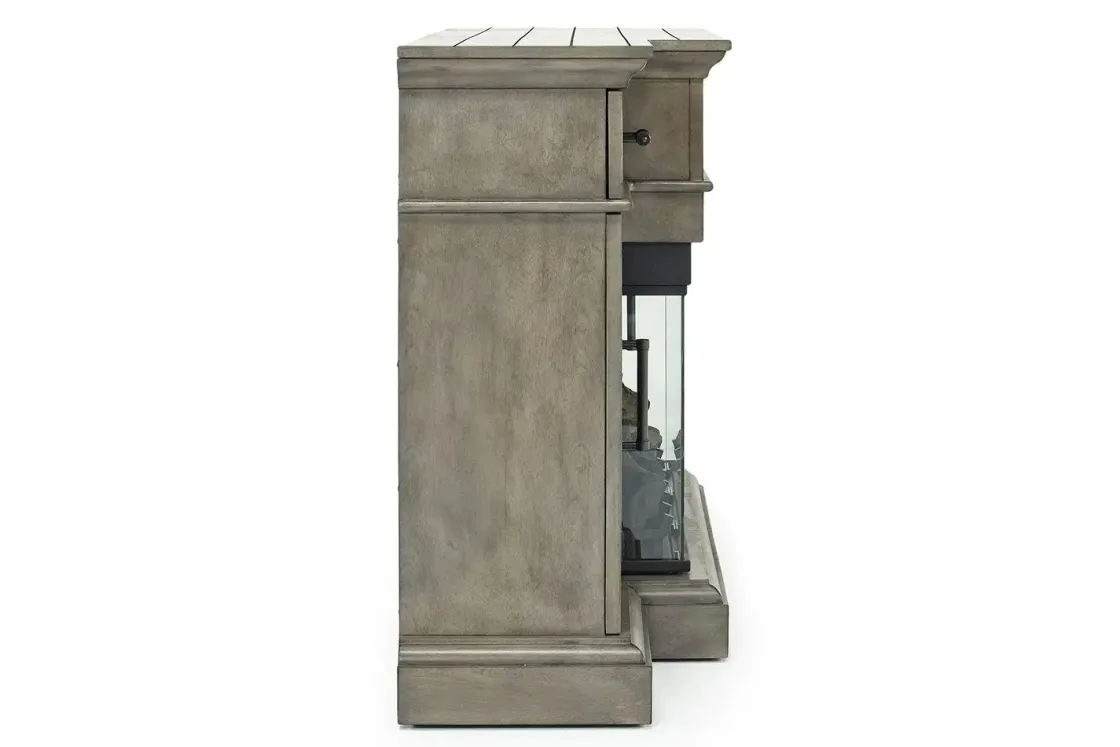 Mor Furniture Harbor Console W/ Fireplace Insert In Brown, 70 Inch