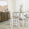 Mor Furniture Harlin Round Counter Height Dining Table & 4 Stools In White/Brown