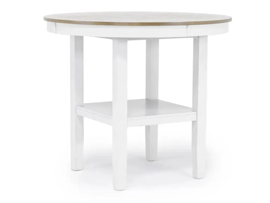 Mor Furniture Harlin Round Counter Height Dining Table & 4 Stools In White/Brown