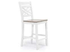 Mor Furniture Harlin Round Counter Height Dining Table & 4 Stools In White/Brown