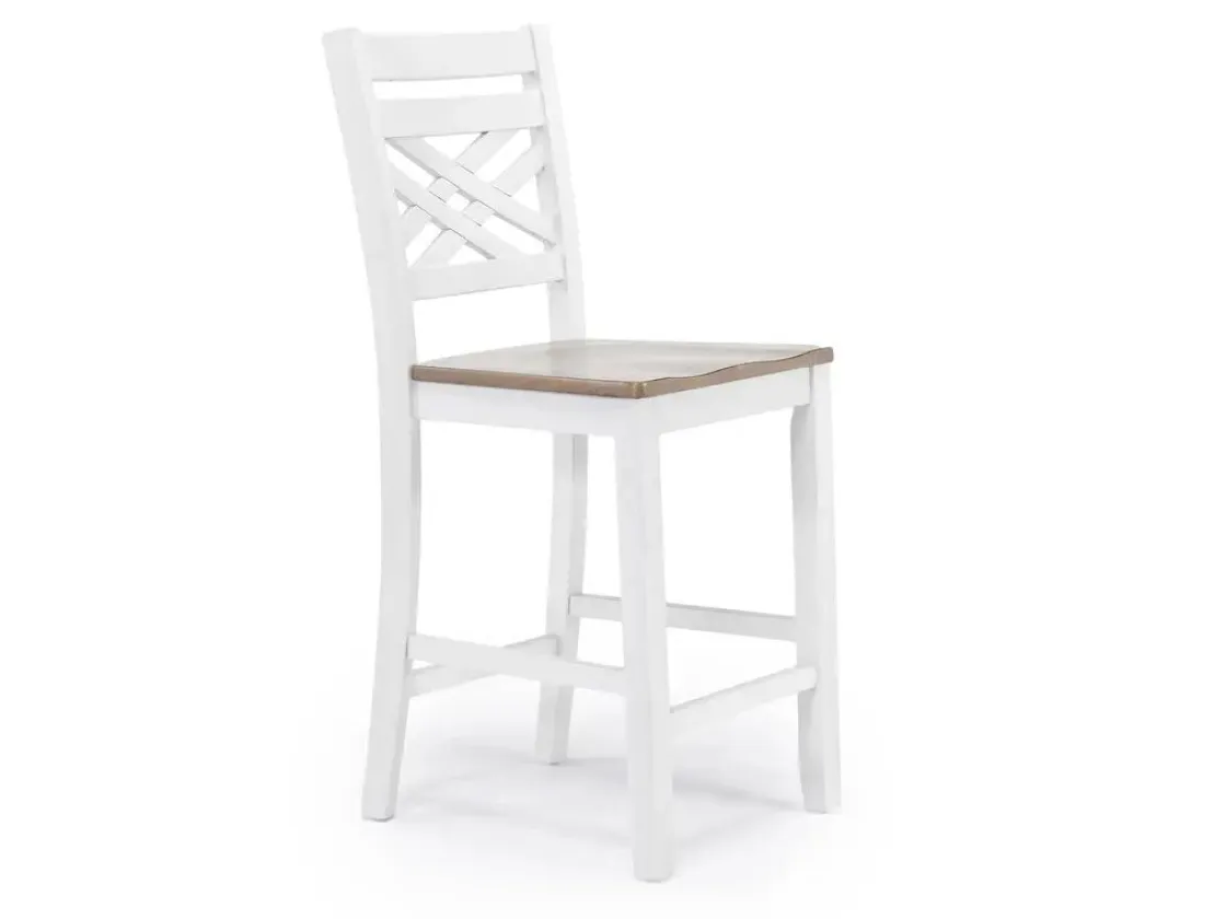 Mor Furniture Harlin Round Counter Height Dining Table & 4 Stools In White/Brown