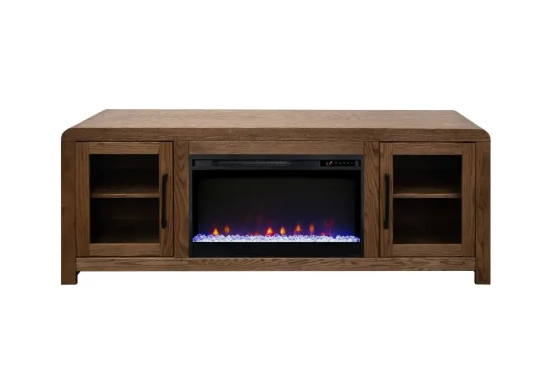 Mor Furniture Haven Fireplace Console In Brown, 81 Inch