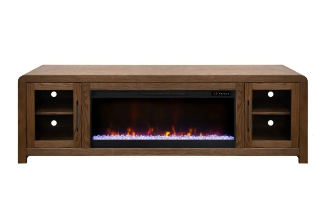 Mor Furniture Haven Fireplace Console In Brown, 81 Inch