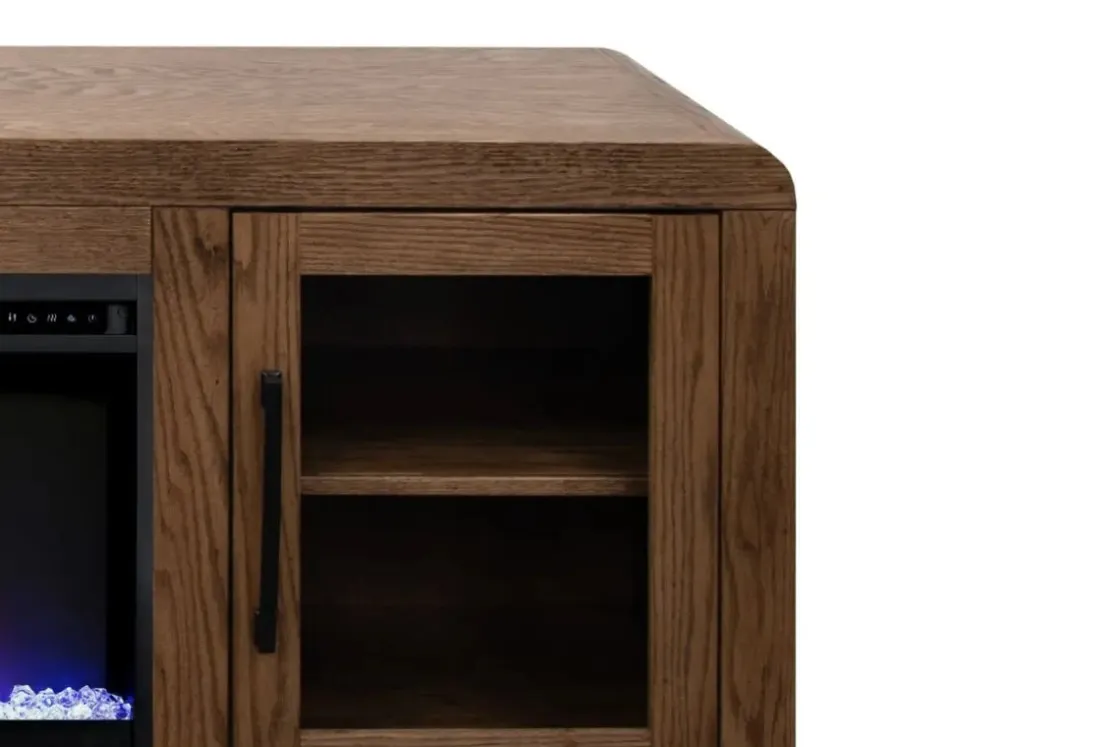 Mor Furniture Haven Fireplace Console In Brown, 81 Inch