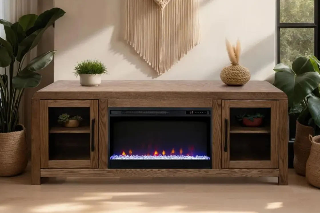 Mor Furniture Haven Fireplace Console In Brown, 81 Inch