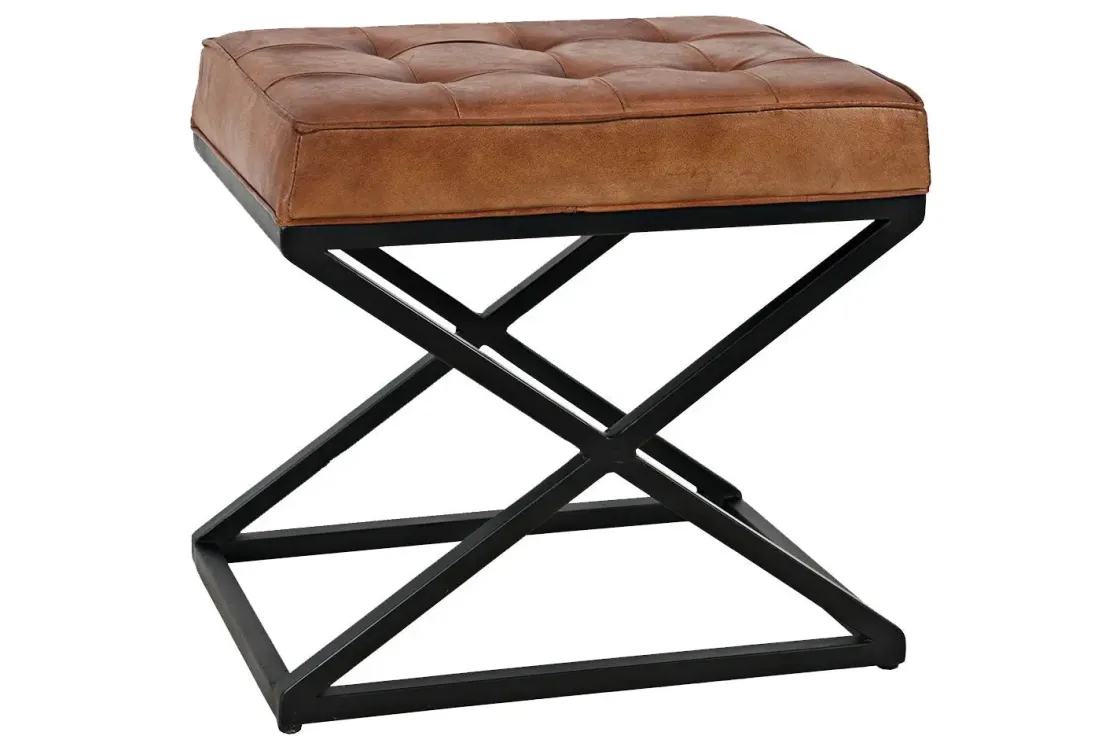 Mor Furniture Hogan Accent Ottoman In Sienna Leather