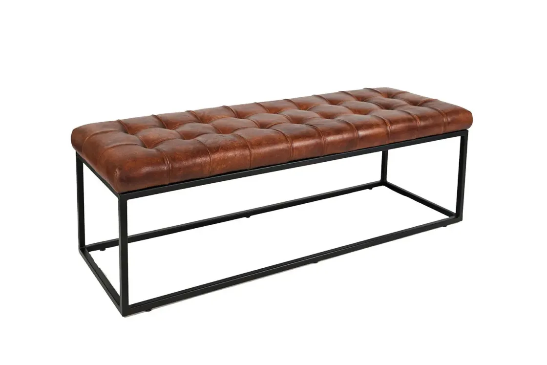 Mor Furniture Hogan Tuft Bench In Sienna Leather
