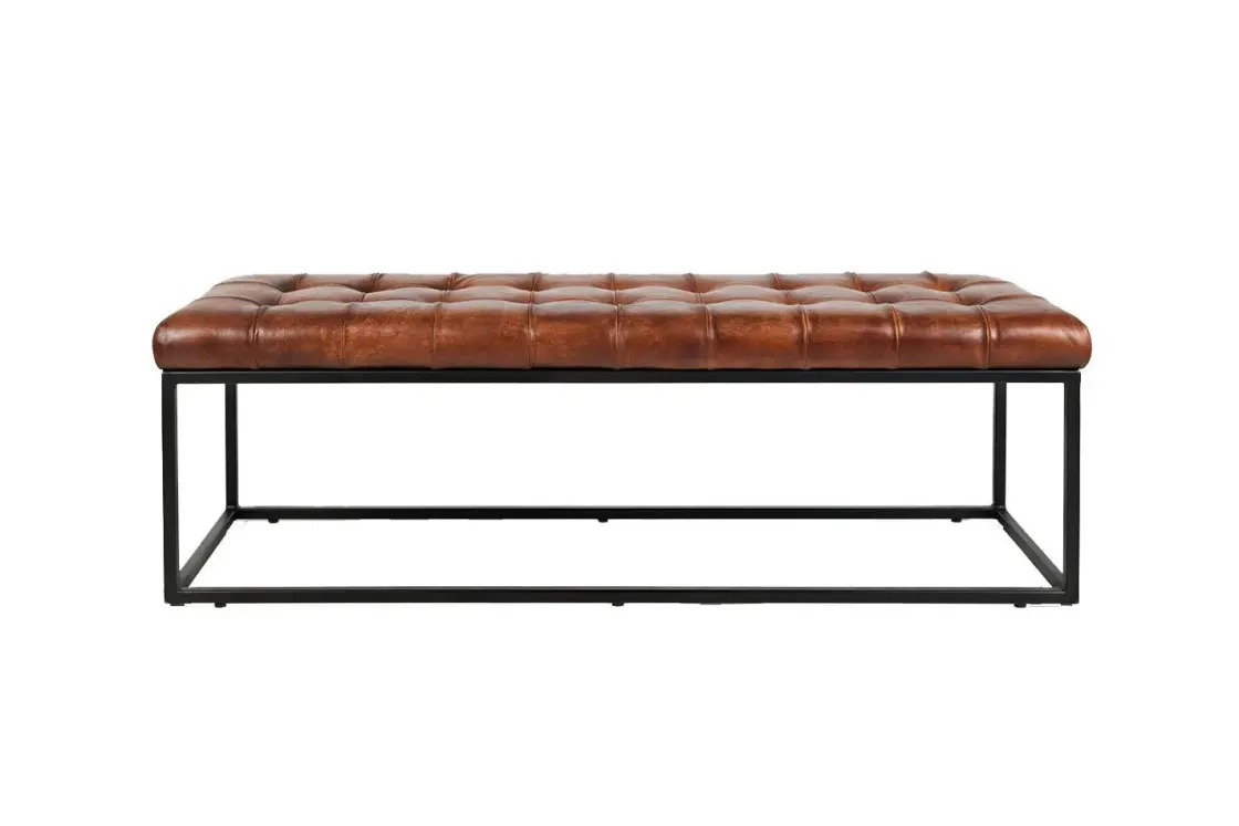 Mor Furniture Hogan Tuft Bench In Sienna Leather