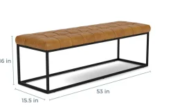 Mor Furniture Hogan Tuft Bench In Sienna Leather