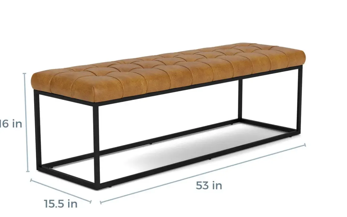 Mor Furniture Hogan Tuft Bench In Sienna Leather