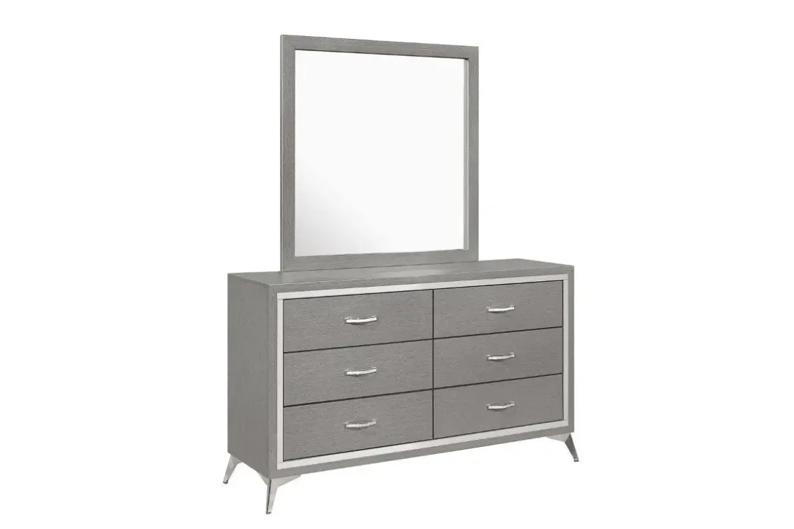 Mor Furniture Huxley Panel Bed, Dresser, Mirror & Nightstand In Gray, Full