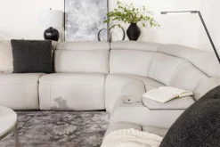 Mor Furniture Imperial 6 Piece 2 Power Sectional W/ 2 Power Armless Recliner In Blanca Light Gray Leather