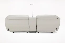 Mor Furniture Imperial 2 Power Console Loveseat In Blanca Light Gray Leather