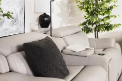 Mor Furniture Imperial 2 Power Console Loveseat In Blanca Light Gray Leather