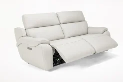 Mor Furniture Imperial 2 Power Loveseat In Blanca Light Gray Leather