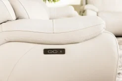 Mor Furniture Imperial 2 Power Loveseat In Blanca Light Gray Leather