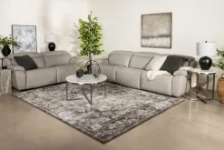 Mor Furniture Imperial 2 Power Sofa & Loveseat In Blanca Light Gray Leather