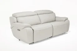 Mor Furniture Imperial 2 Power Sofa & Loveseat In Blanca Light Gray Leather
