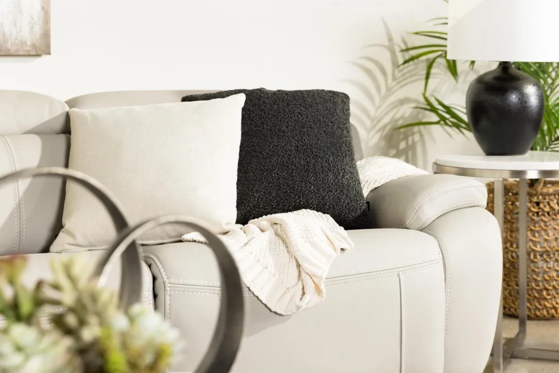 Mor Furniture Imperial 2 Power Sofa & Loveseat In Blanca Light Gray Leather