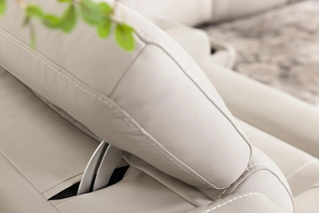 Mor Furniture Imperial 2 Power Sofa In Blanca Light Gray Leather