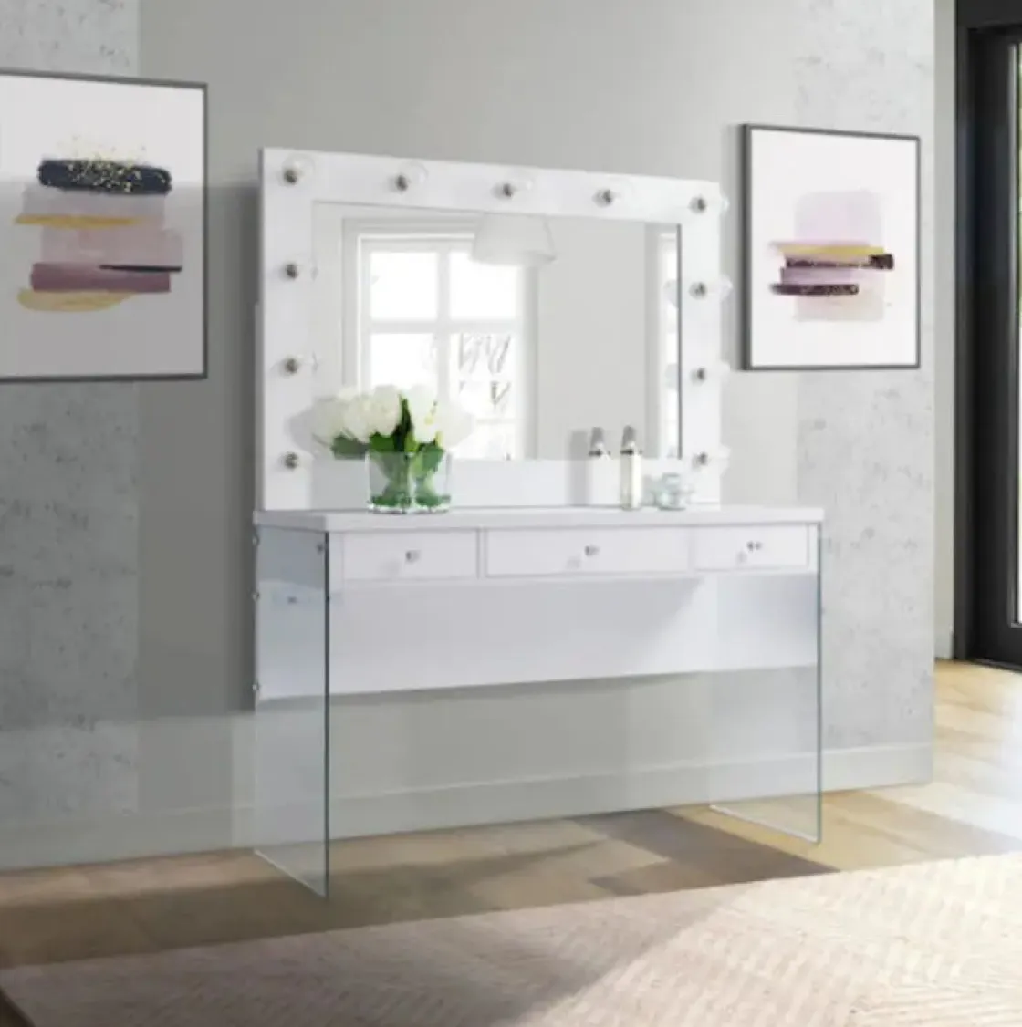Mor Furniture Jacey Vanity & Mirror In White