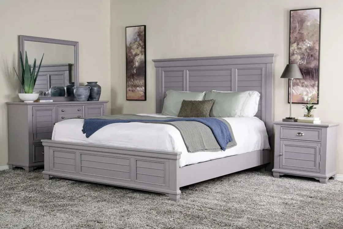 Mor Furniture Jamestown Panel Bed In Gray, Queen