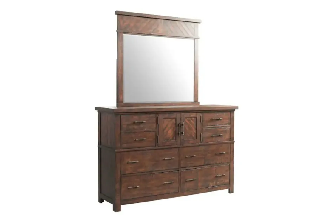 Mor Furniture Jax Storage Bed, Dresser, Mirror, Nightstand & Chest In Cherry, Queen