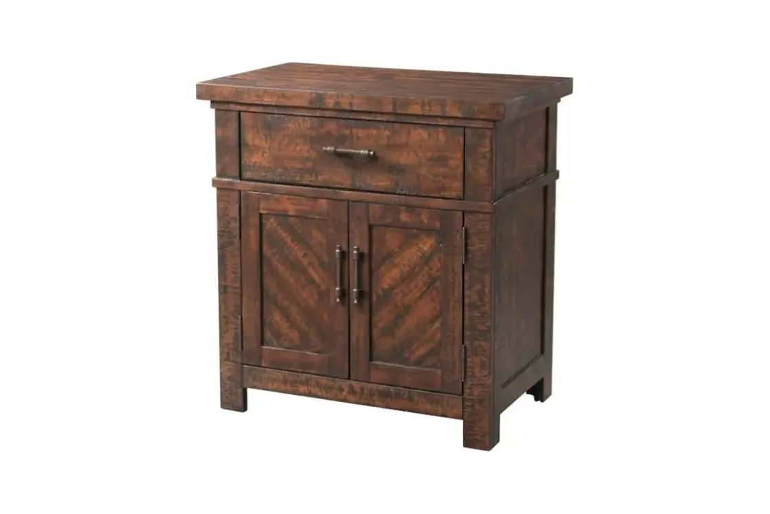 Mor Furniture Jax Storage Bed, Dresser, Mirror, Nightstand & Chest In Cherry, Queen