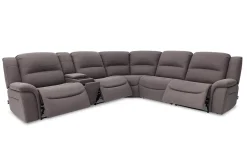 Mor Furniture Jaxon 6 Piece 2 Power Sectional With 2 Power Armless Recliner In Mushroom