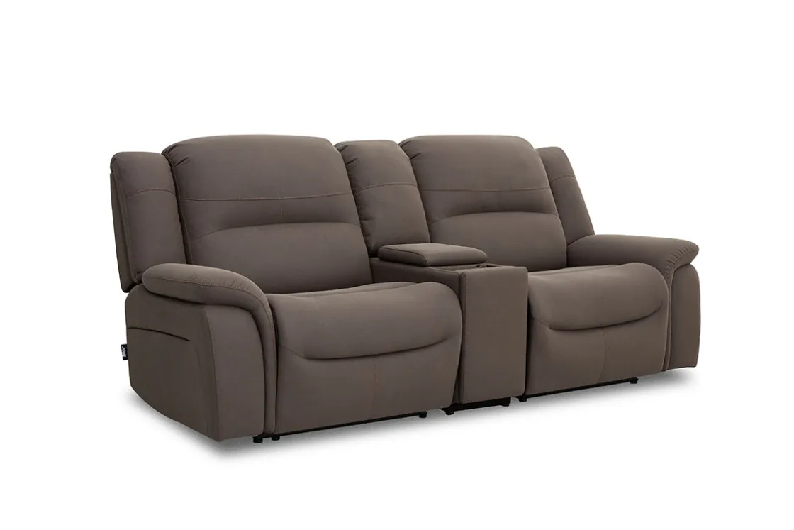 Mor Furniture Jaxon 2 Power Console Loveseat In Mushroom