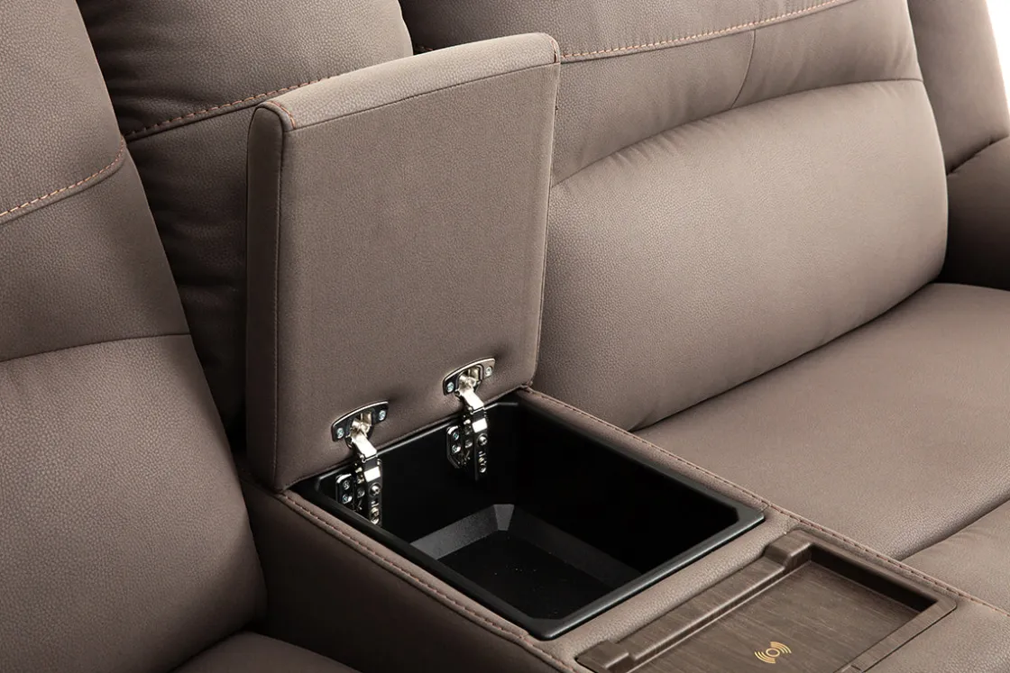 Mor Furniture Jaxon 2 Power Console Loveseat In Mushroom