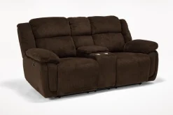 Mor Furniture Jayne Power Console Loveseat In Brown