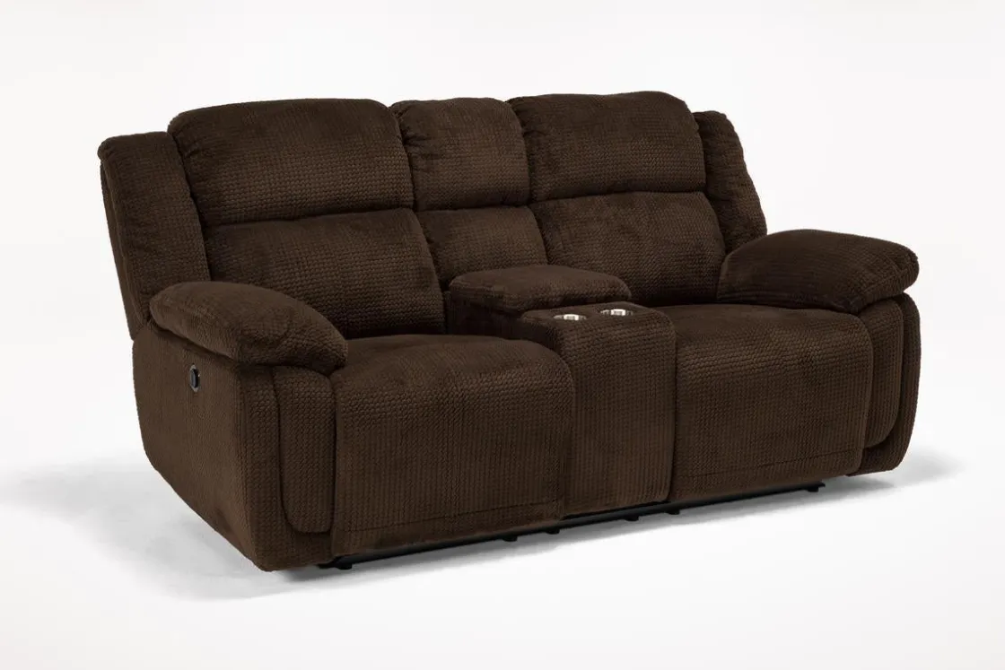 Mor Furniture Jayne Power Console Loveseat In Brown