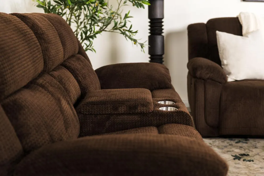 Mor Furniture Jayne Power Console Loveseat In Brown