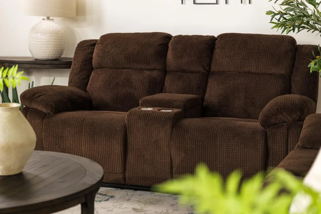 Mor Furniture Jayne Power Console Loveseat In Brown