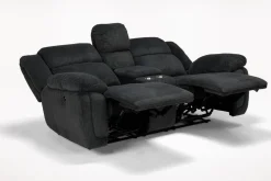 Mor Furniture Jayne Power Console Loveseat In Brown