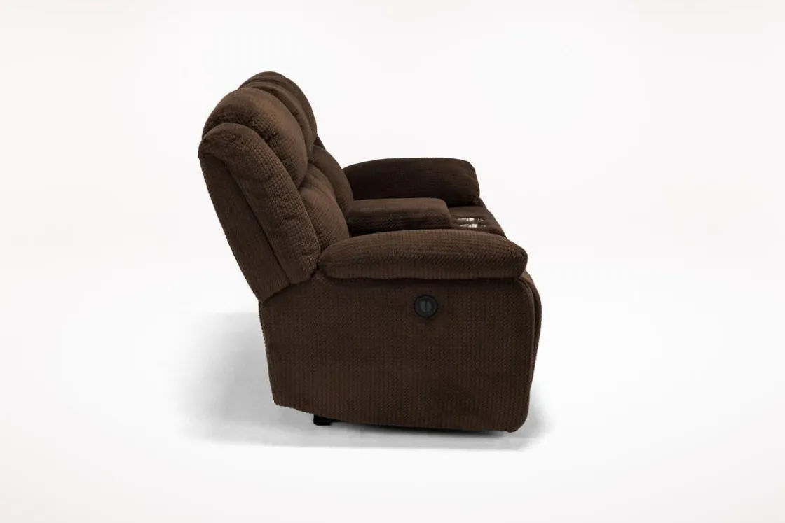 Mor Furniture Jayne Power Console Loveseat In Brown