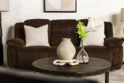 Mor Furniture Jayne Power Sofa W/ Drop Down Table In Brown