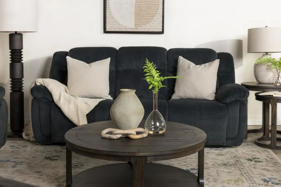 Mor Furniture Jayne Power Sofa W/ Drop Down Table In Brown