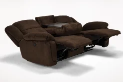 Mor Furniture Jayne Power Sofa W/ Drop Down Table In Brown