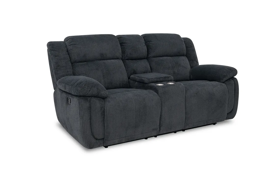 Mor Furniture Jayne Reclining Console Loveseat In Charcoal