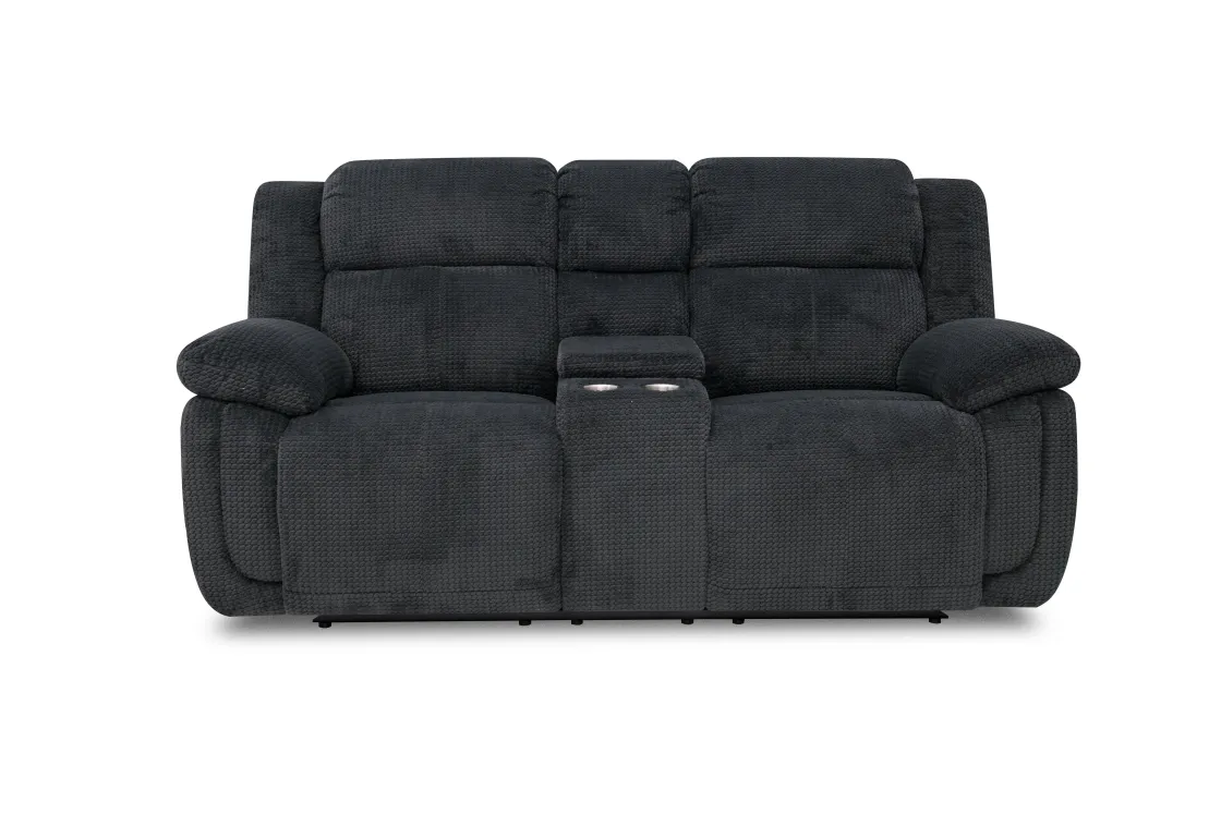 Mor Furniture Jayne Reclining Console Loveseat In Charcoal
