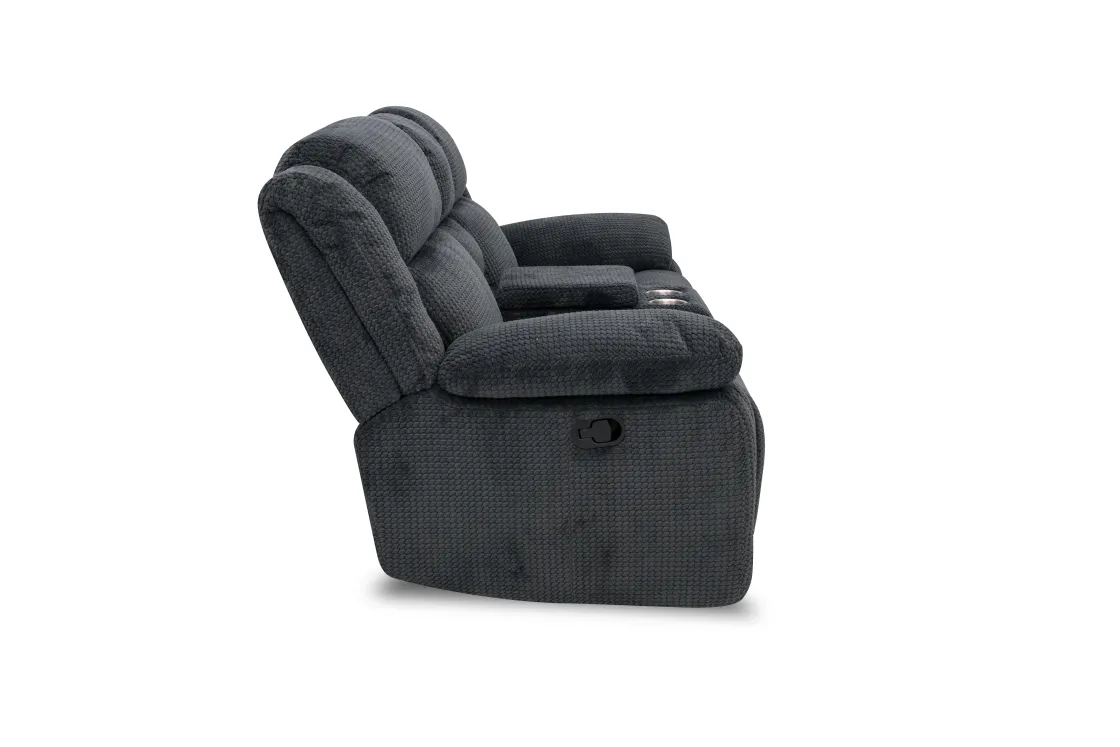 Mor Furniture Jayne Reclining Console Loveseat In Charcoal
