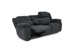 Mor Furniture Jayne Reclining Sofa W/ Drop Down Table & Console Loveseat In Charcoal