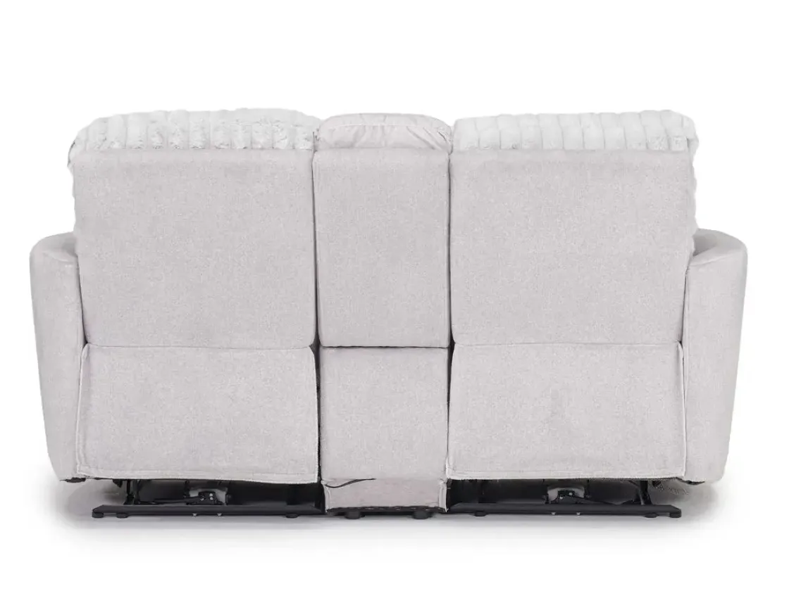 Mor Furniture Jessica 2 Power Console Loveseat In Presley Fog/Charlotte Mist