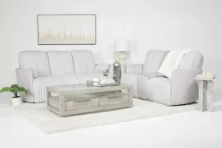 Mor Furniture Jessica 2 Power Console Loveseat In Presley Fog/Charlotte Mist
